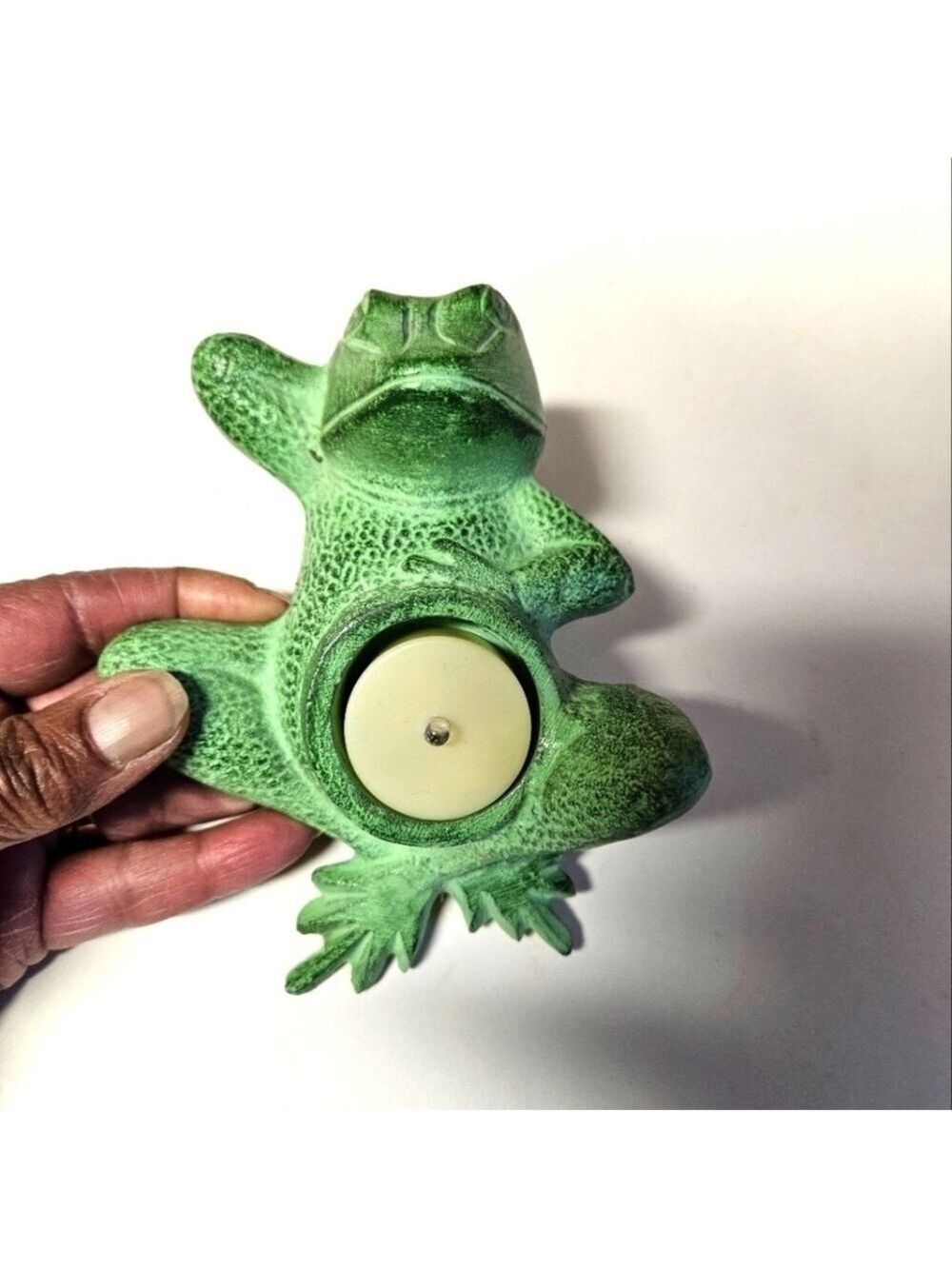 Metal Laying Frog Votive Holder